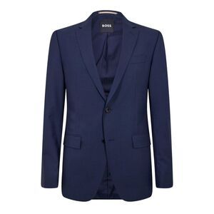 Boss Mens Lapel Single-Breasted Blazer / Blue